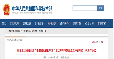 国家重点研发计划“干细胞及转化研究”重点专项专家组成立并召开第一次工作会议